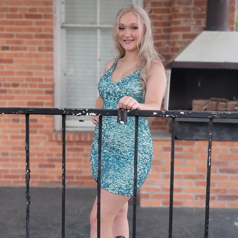 Light blue Sherri hill dress, style no:53931